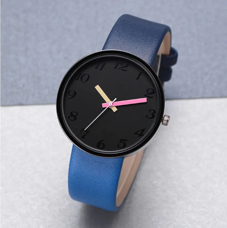 Candy Color Minimalist Quartz Watch with Unique Dial