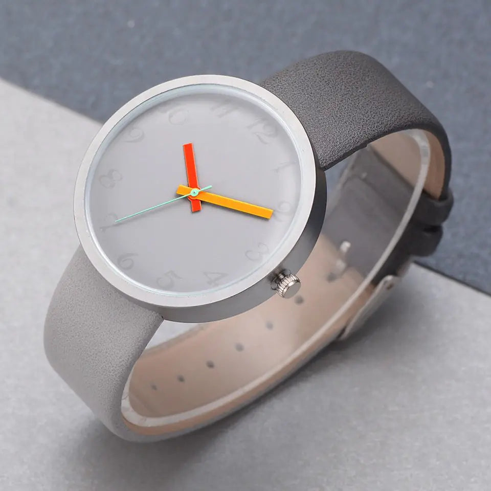 Candy Color Minimalist Quartz Watch with Unique Dial