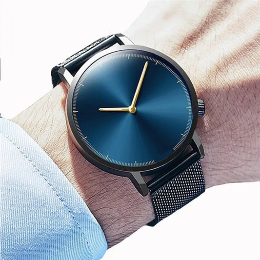 Minimalist Classic Quartz Watch with Mesh Band for All
